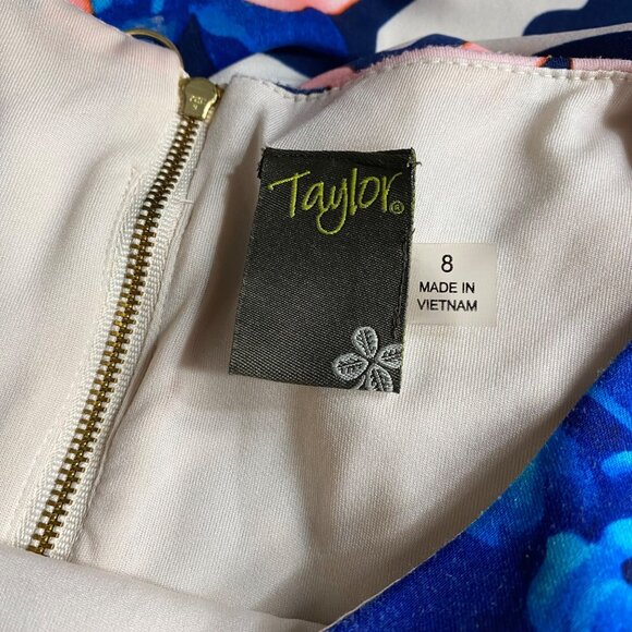 Taylor Floral Sleeveless Fit & Flare Dress Pink & Blue Flowers Size 8‎ - Picture 6 of 6